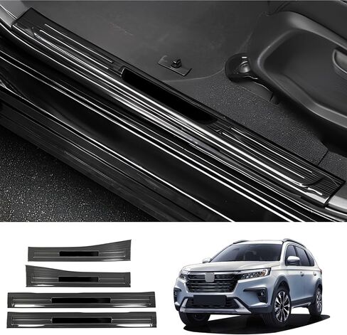 AOMSAZTO 4 قطع غطاء واقي عتبة الباب مناسب لهوندا CR-V CRV 2023 2024 ملحقات زخرفة من الفولاذ المقاوم للصدأ ملصق تزيين لوحة حماية دخول الباب الداخلي (أسود، داخلي) in Kuwait