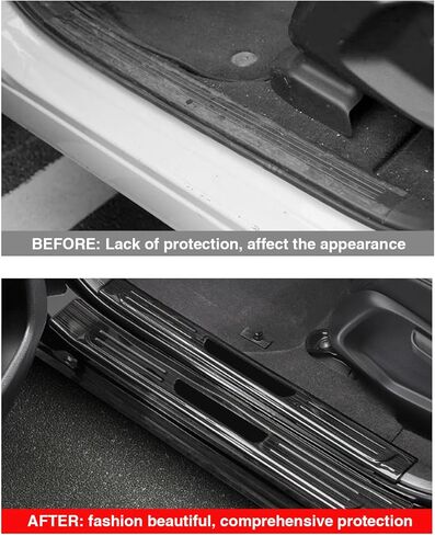 AOMSAZTO 4 قطع غطاء واقي عتبة الباب مناسب لهوندا CR-V CRV 2023 2024 ملحقات زخرفة من الفولاذ المقاوم للصدأ ملصق تزيين لوحة حماية دخول الباب الداخلي (أسود، داخلي) in Kuwait