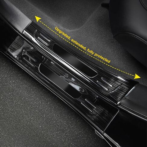 AOMSAZTO 4 قطع غطاء واقي عتبة الباب مناسب لهوندا CR-V CRV 2023 2024 ملحقات زخرفة من الفولاذ المقاوم للصدأ ملصق تزيين لوحة حماية دخول الباب الداخلي (أسود، داخلي) in Kuwait