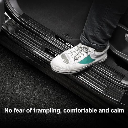 AOMSAZTO 4 قطع غطاء واقي عتبة الباب مناسب لهوندا CR-V CRV 2023 2024 ملحقات زخرفة من الفولاذ المقاوم للصدأ ملصق تزيين لوحة حماية دخول الباب الداخلي (أسود، داخلي) in Kuwait