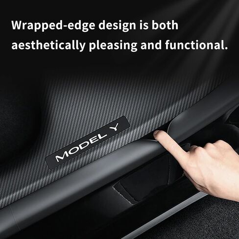 Door sill Protectors Tesla Model Y 2021-2023,Model Y 5-Seater (not Suitable for 7-Seater) Carbon Fiber Patterned Front and Rear Door sill Protectors Moulding Cover kit (4-Piece Set) in Saudi Arabia