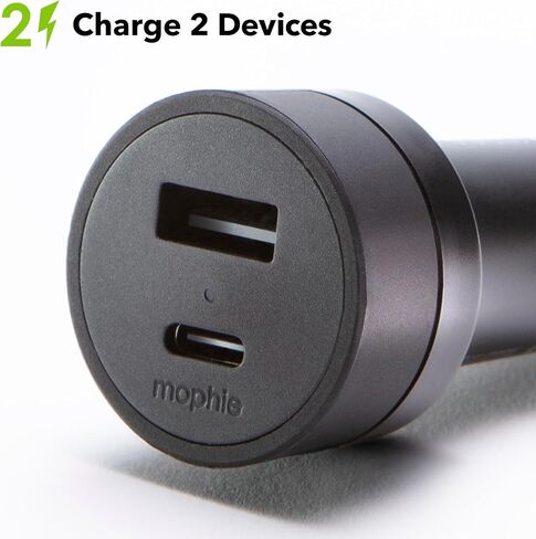 Mophie 42W Dual USB-C + USB-A Car Charger, Universal AUX Compatibility in Saudi Arabia