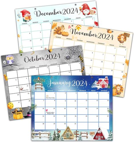 Desk Calendar 2024 Wall Calendar 12 Monthly Planner, 8x10 Inches Family Small Desk Calendar from January to December with Beige hook, 2024 Doodle Hanging Calendar - A03 in Kuwait