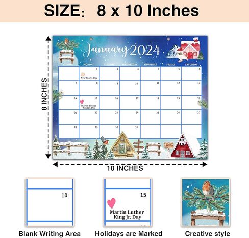 Desk Calendar 2024 Wall Calendar 12 Monthly Planner, 8x10 Inches Family Small Desk Calendar from January to December with Beige hook, 2024 Doodle Hanging Calendar - A03 in Kuwait
