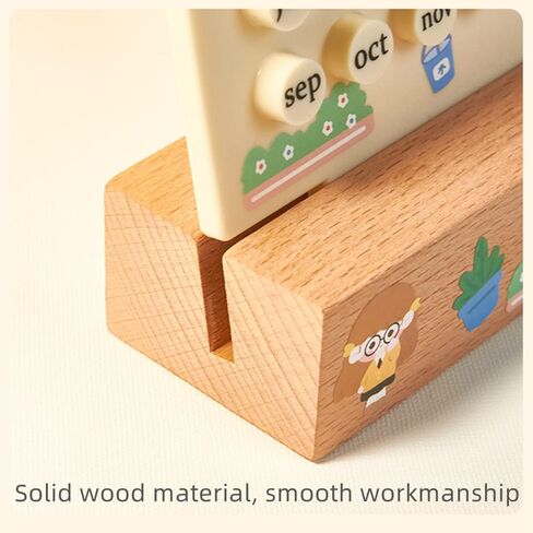 تقويم مكتب خشبي - تقويم مخطط دائم - هدايا فريدة، عرض تاريخ الشهر، ديكورات مكتب للمكتب، ملحقات مكتبية جمالية، ديكور مكتب لطيف (أبيض كريمي) in Kuwait