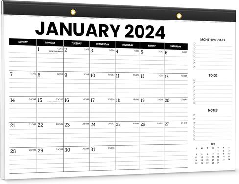 تقويم مكتب Jyusmile 2024، 17 بوصة × 12 بوصة تقويم سطح المكتب كبير 2024-2025، 18 تقويم مكتب/جدار شهري، مخطط التقويمات ومنظم مع PVC، تقويم وسادة مكتب قابل للتمزيق للمنزل أو المدرسة أو المكتب in Kuwait