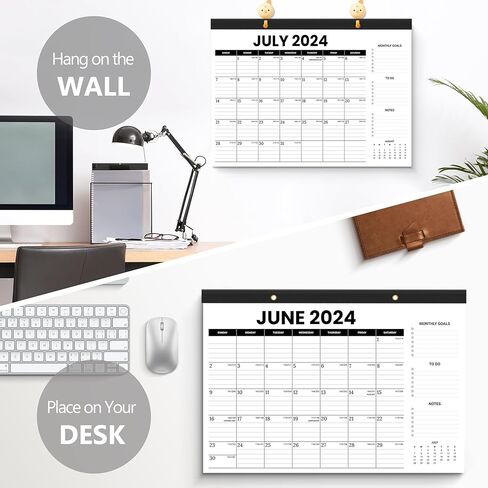 تقويم مكتب Jyusmile 2024، 17 بوصة × 12 بوصة تقويم سطح المكتب كبير 2024-2025، 18 تقويم مكتب/جدار شهري، مخطط التقويمات ومنظم مع PVC، تقويم وسادة مكتب قابل للتمزيق للمنزل أو المدرسة أو المكتب in Kuwait