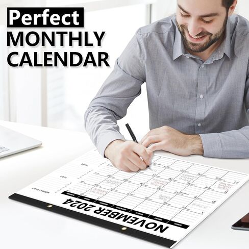 تقويم مكتب Jyusmile 2024، 17 بوصة × 12 بوصة تقويم سطح المكتب كبير 2024-2025، 18 تقويم مكتب/جدار شهري، مخطط التقويمات ومنظم مع PVC، تقويم وسادة مكتب قابل للتمزيق للمنزل أو المدرسة أو المكتب in Kuwait