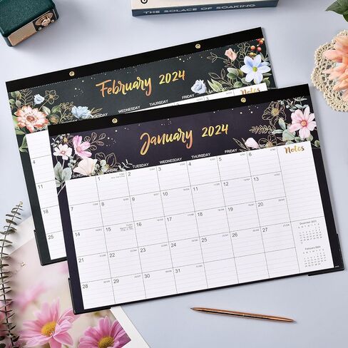 2024 Calendar - Desk Calendar 2024, JAN 2024 - DEC 2024, 12 Months Large Desk Calendar 12'' x 17'', Calendar Planner with Thick Paper, Corner Protectors, Large Ruled Blocks for Organizing in Saudi Arabia