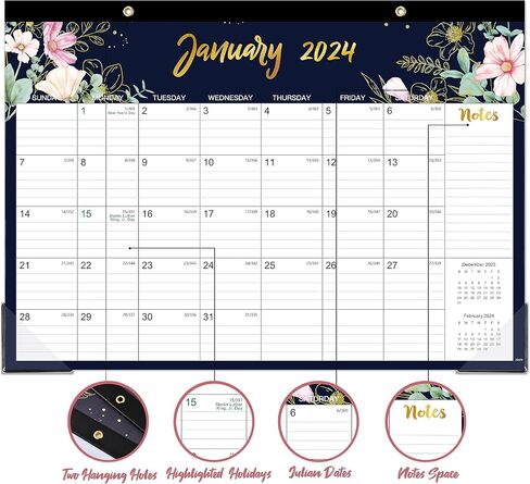 2024 Calendar - Desk Calendar 2024, JAN 2024 - DEC 2024, 12 Months Large Desk Calendar 12'' x 17'', Calendar Planner with Thick Paper, Corner Protectors, Large Ruled Blocks for Organizing in Saudi Arabia
