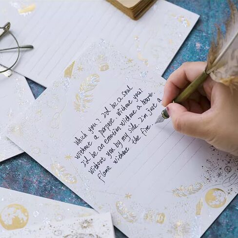 24pcs Feather Letter Writing Stationery Paper Envelopes Set stationery Papers Creative Small Fresh style Stationery Set Letter Writing Paper for Thank You Notes, or Graduation Gifts in Saudi Arabia
