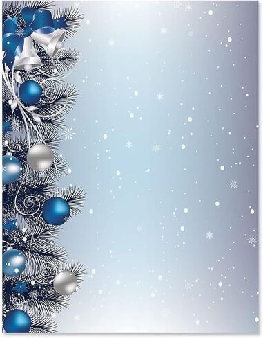 Current - قرطاسية عيد الميلاد ذات الأجراس الفضية - لرسائل العطلات، ملاحظات مكتوبة بخط اليد، 25 ورقة، 8½ × 11 بوصة، متوافقة مع الطابعة، ورق غير شفاف بنص 70# in Kuwait