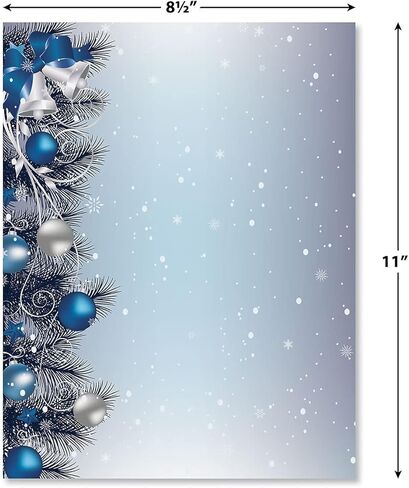 Current - قرطاسية عيد الميلاد ذات الأجراس الفضية - لرسائل العطلات، ملاحظات مكتوبة بخط اليد، 25 ورقة، 8½ × 11 بوصة، متوافقة مع الطابعة، ورق غير شفاف بنص 70# in Kuwait