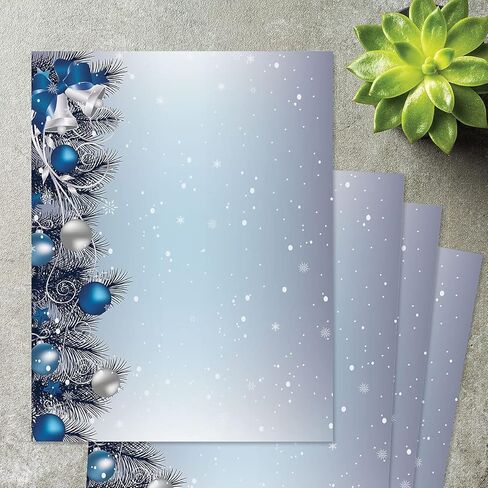 Current - قرطاسية عيد الميلاد ذات الأجراس الفضية - لرسائل العطلات، ملاحظات مكتوبة بخط اليد، 25 ورقة، 8½ × 11 بوصة، متوافقة مع الطابعة، ورق غير شفاف بنص 70# in Kuwait