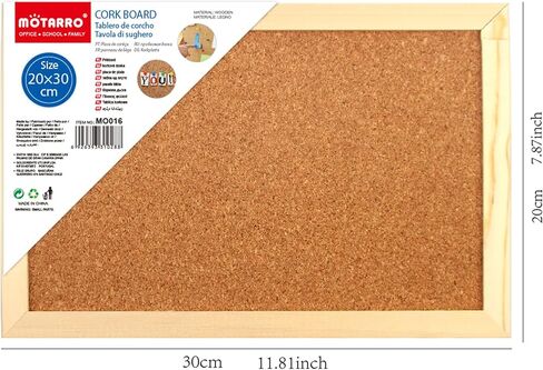 لوحة فلين للنشرات بإطار خشبي مقاس 25.4 سم × 10.16 سم، لوحة فلين صغيرة من خشب الصنوبر، لوحة دبوس كلاسيكية صغيرة باللون البيج مع مجموعة تركيب ودبابيس دفع للمنزل والمكتب واللوازم المدرسية in Kuwait