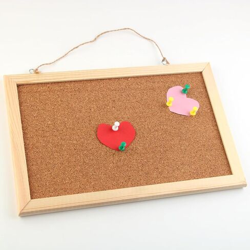 لوحة فلين للنشرات بإطار خشبي مقاس 25.4 سم × 10.16 سم، لوحة فلين صغيرة من خشب الصنوبر، لوحة دبوس كلاسيكية صغيرة باللون البيج مع مجموعة تركيب ودبابيس دفع للمنزل والمكتب واللوازم المدرسية in Kuwait