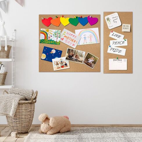 Cork Board 4 Pack Bulletin Boards 12"x12" - 1/4" Self Adhesive Corkboards for Wall School Home Office with 100 Push Pins in Kuwait