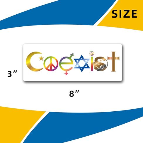ملصق رمز التعايش - 3×8 بوصة، مغناطيس سيارات عالي التحمل للسيارة والشاحنات وسيارات الدفع الرباعي - يعزز انسجام السلام والوحدة مع هذا المغناطيس التلقائي الرمزي in Kuwait