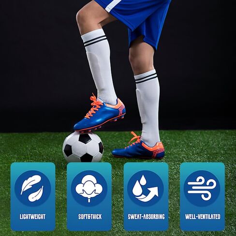 2 Pairs Soccer Shin Guards & 2 Pairs Soccer Socks, Soccer Equipment, for Girls and Boys, Kids Calf Protection Gear(Black, White) in Saudi Arabia