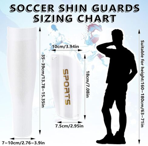 Soccer Shin Guards for Kids Youth Adults Shin Pads and Shin Guard Sleeves, Lightweight and Compact Protective Soccer Equipment for Football Games Reduce Shocks and Injuries, White in Saudi Arabia