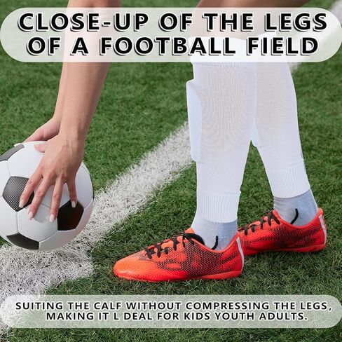 Soccer Shin Guards for Kids Youth Adults Shin Pads and Shin Guard Sleeves, Lightweight and Compact Protective Soccer Equipment for Football Games Reduce Shocks and Injuries, White in Saudi Arabia
