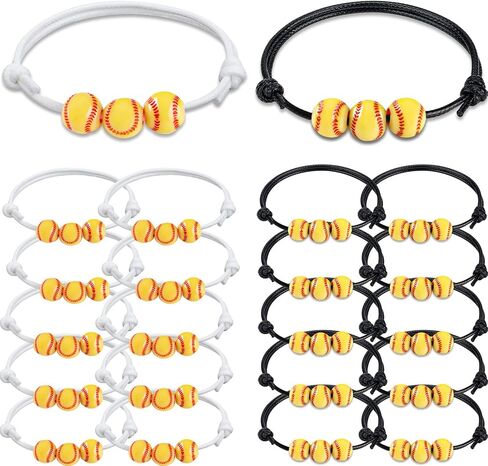 CANIPHA 20 Pcs Softball Bracelet Baseball Bracelet Softball Charm Bracelet Adjustable Inspirational Sport Ball Bracelets for Softball Party Favors Girl Boy Women Men Teens Sport Team Player Gift in Saudi Arabia