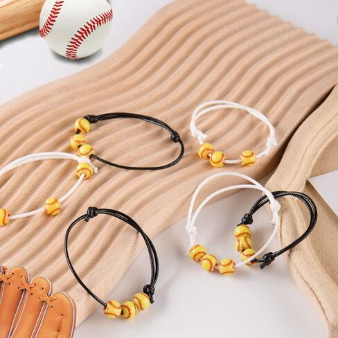 CANIPHA 20 Pcs Softball Bracelet Baseball Bracelet Softball Charm Bracelet Adjustable Inspirational Sport Ball Bracelets for Softball Party Favors Girl Boy Women Men Teens Sport Team Player Gift in Saudi Arabia