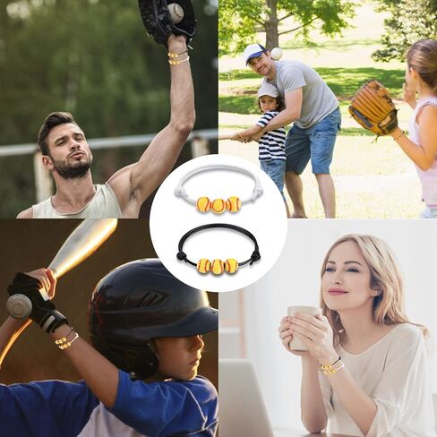 CANIPHA 20 Pcs Softball Bracelet Baseball Bracelet Softball Charm Bracelet Adjustable Inspirational Sport Ball Bracelets for Softball Party Favors Girl Boy Women Men Teens Sport Team Player Gift in Saudi Arabia