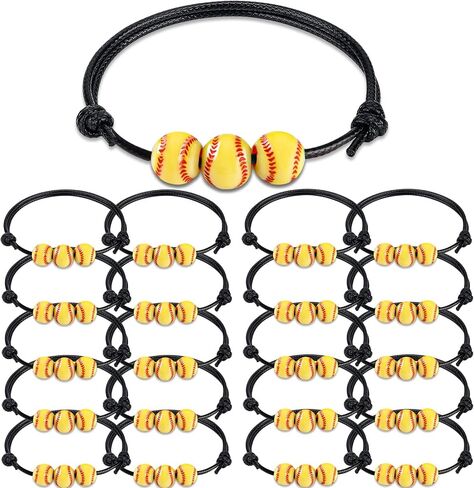 CANIPHA 20 Pcs Softball Bracelet Baseball Bracelet Softball Charm Bracelet Adjustable Inspirational Sport Ball Bracelets for Softball Party Favors Girl Boy Women Men Teens Sport Team Player Gift in Saudi Arabia