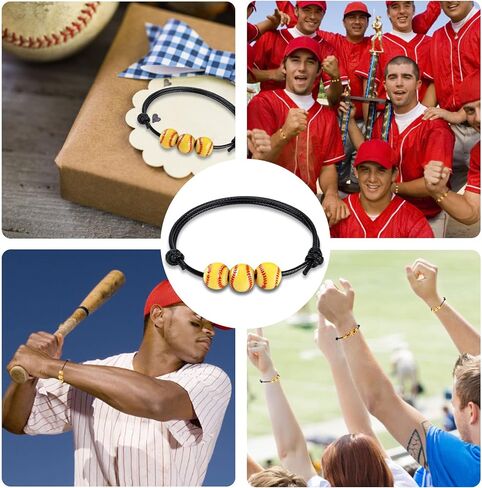 CANIPHA 20 Pcs Softball Bracelet Baseball Bracelet Softball Charm Bracelet Adjustable Inspirational Sport Ball Bracelets for Softball Party Favors Girl Boy Women Men Teens Sport Team Player Gift in Saudi Arabia