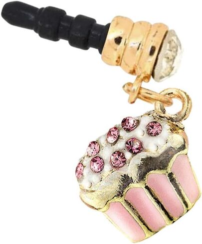 Cute Little Pink Crystal Cupcake Pendant Cell Phone Dust Plug Charm for iPhone Samsung Huawei ipad iPod Android Phone with 3.5mm Earphone Jack EP004 in Kuwait