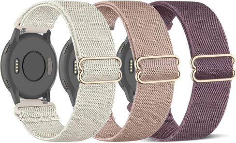 3 عبوات من أحزمة الساعات المصنوعة من النايلون القابلة للتمدد متوافقة مع Garmin Venu 2S/Venu 3S/Vivoactive 4S/Vivomove 3S، وأشرطة مطاطية بحلقة 18 مم لـ Garmin Forerunner 255S/Forerunner 265S للنساء والرجال in Kuwait