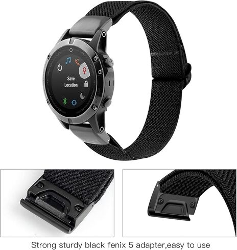 Adjustable Nylon Elastic Bands Compatible with Garmin Fenix 5/Fenix 5plus/Fenix 6/Fenix 6pro/Forerunner 935, 22mm Width Breathable Replacement Band for Forerunner 945/Approach s60 in Saudi Arabia