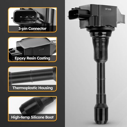 UF550 Ignition Coil & 1406 Double Iridium Spark Plug Nissan Altima Maxima Murano Pathfinder Quest 350Z/Infiniti EX35 FX35 G25 G35 JX35 M35 M35h Q50 Q70 QX60 3.5L V6 Replaces#C1670 22448-JA10C 5C1727 in Saudi Arabia
