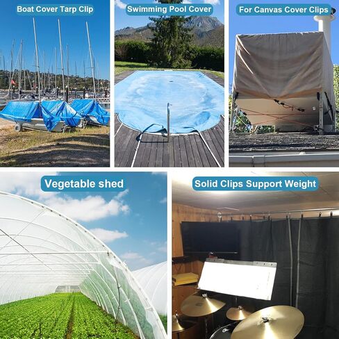 Tarp Clips Heavy Duty Lock Grip Clamps Thumb Screw Tent Clip Secures Tarps Awning Clamp Set for Camping Tarps Awnings Caravan Canopies Car Covers Swimming Pool Covers Boat Cover etc. (12) in Kuwait