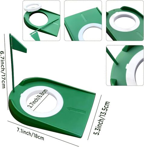 كوب جولف بلاستيكي داخلي وخارجي، كوب تنظيم مضرب الجولف، كوب تدريب على وضع ثقب الجولف، مع فتحة قابلة للتعديل، علم أخضر in Kuwait