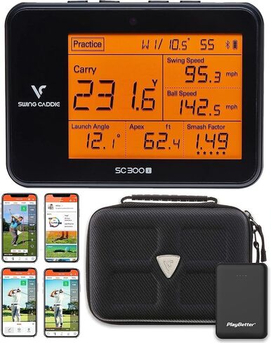 Swing Caddie SC300i Golf Launch Monitor Bundle - Measures Carry/Total Distance, Smash Factor, Apex, Ball Speed - Official Accessories Bundles - Choose from Protective Case, Charger, Gift in Saudi Arabia