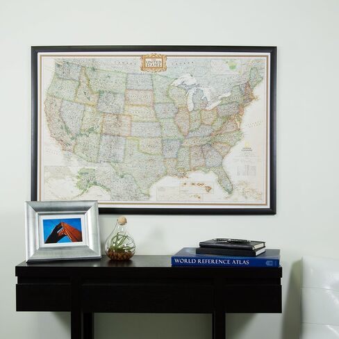Craig Frames Wayfarer, Executive United States Push Pin Travel Map, Dark Brown Veneer Frame and Pins, 24 by 36-Inch in Kuwait