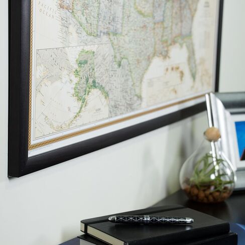 Craig Frames Wayfarer, Executive United States Push Pin Travel Map, Dark Brown Veneer Frame and Pins, 24 by 36-Inch in Kuwait