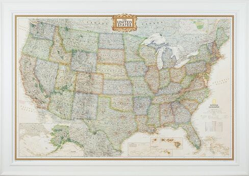Craig Frames Wayfarer, Executive United States Push Pin Travel Map, Dark Brown Veneer Frame and Pins, 24 by 36-Inch in Kuwait