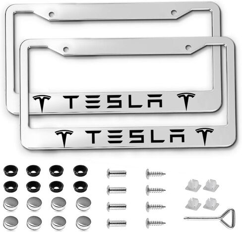 2PCS License Plate Frames for Acura, Aluminum Front & Rear Car Tag Covers, License Plate Bracket Holder Car Accessories, Silver, Universal Size in Saudi Arabia