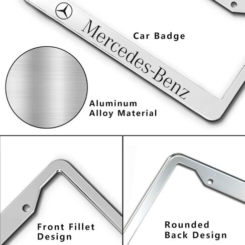 2PCS License Plate Frames for Acura, Aluminum Front & Rear Car Tag Covers, License Plate Bracket Holder Car Accessories, Silver, Universal Size in Saudi Arabia