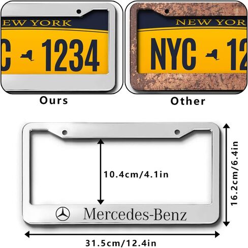 2PCS License Plate Frames for Acura, Aluminum Front & Rear Car Tag Covers, License Plate Bracket Holder Car Accessories, Silver, Universal Size in Saudi Arabia