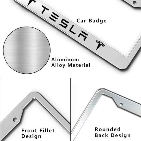 2PCS License Plate Frames for Acura, Aluminum Front & Rear Car Tag Covers, License Plate Bracket Holder Car Accessories, Silver, Universal Size in Saudi Arabia