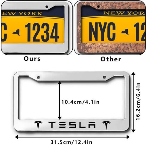 2PCS License Plate Frames for Acura, Aluminum Front & Rear Car Tag Covers, License Plate Bracket Holder Car Accessories, Silver, Universal Size in Saudi Arabia