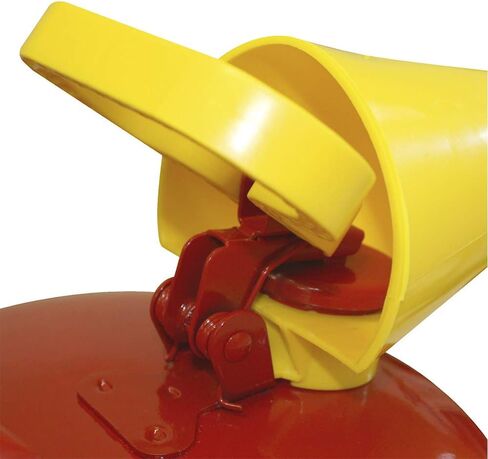Eagle UI-50-FS Red Galvanized Steel Type I Gasoline Safety Can with Funnel, 5 gallon Capacity, 13.5" Height, 12.5" Diameter,Red/Yellow in Kuwait