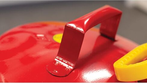 Eagle UI-50-FS Red Galvanized Steel Type I Gasoline Safety Can with Funnel, 5 gallon Capacity, 13.5" Height, 12.5" Diameter,Red/Yellow in Kuwait