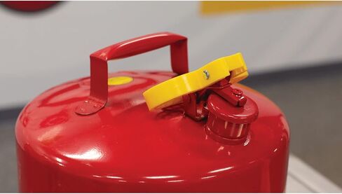 Eagle UI-50-FS Red Galvanized Steel Type I Gasoline Safety Can with Funnel, 5 gallon Capacity, 13.5" Height, 12.5" Diameter,Red/Yellow in Kuwait