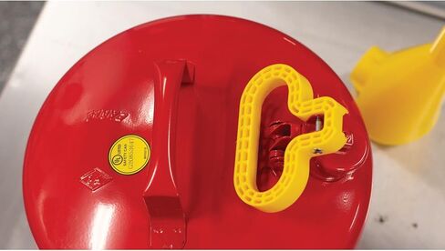 Eagle UI-50-FS Red Galvanized Steel Type I Gasoline Safety Can with Funnel, 5 gallon Capacity, 13.5" Height, 12.5" Diameter,Red/Yellow in Kuwait