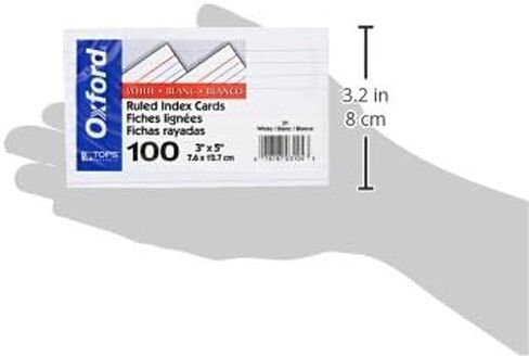 Oxford Ruled Index Cards, 3" x 5", White, 100 Cards per Pack (31) in Saudi Arabia